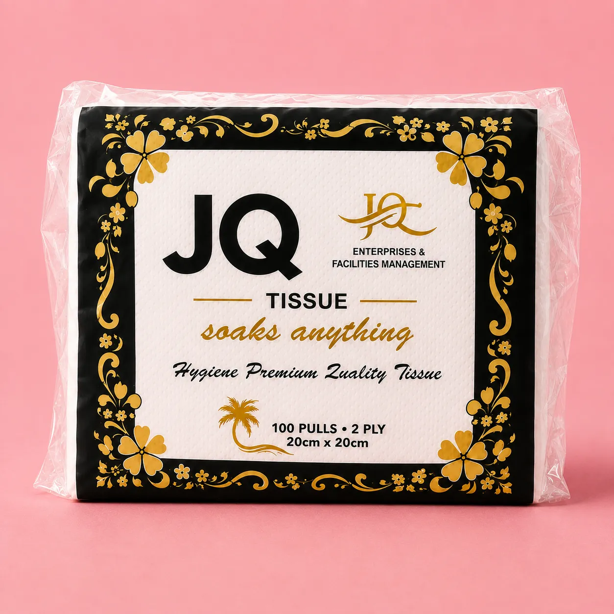JQ Tissue – “Soaks Anything” (100 Pulls, 2 Ply)